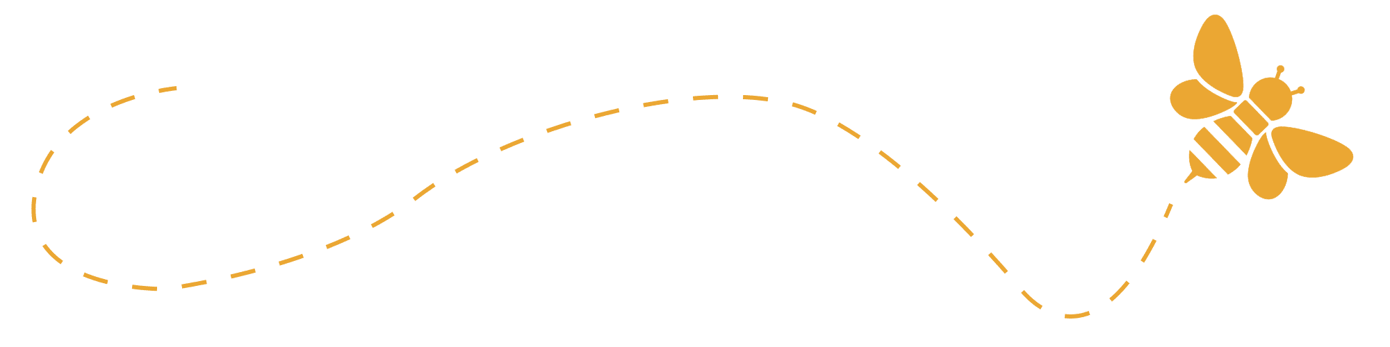 Gelbe gestrichelte Linie mit dem Symbol einer gelben Biene am rechten Ende.